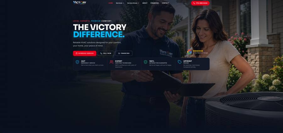 Victory Heating and Air homepage screenshot